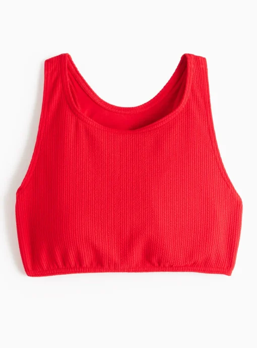 Red Textured Crop Bikini Top 8