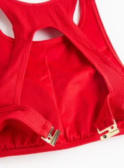 Red Textured Crop Bikini Top 8