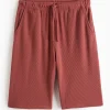 Red Textured Lounge Shorts Red