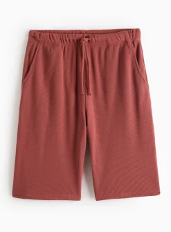Red Textured Lounge Shorts Red
