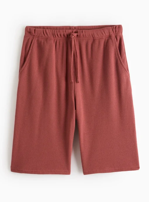 Red Textured Lounge Shorts Red