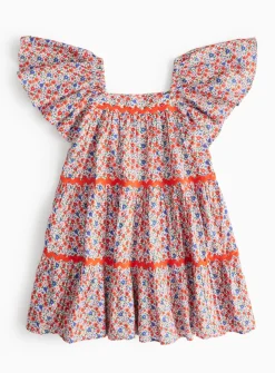 Red Tiered Floral Patterned Dress 5 years
