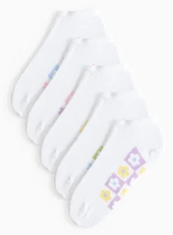 Retro Floral Footbed Trainer Socks 5 Pack 4-8