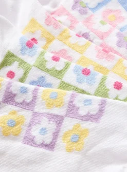 Retro Floral Footbed Trainer Socks 5 Pack 4-8