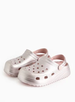 Rose Gold Ankle Strap Chunky Clogs 5