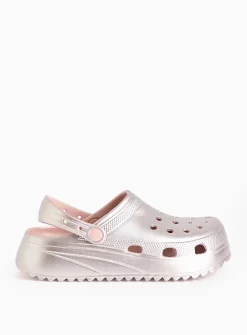 Rose Gold Ankle Strap Chunky Clogs 5