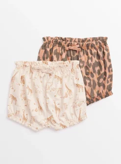 Safari & Leopard Print Shorts 2 Pack 12-18 months
