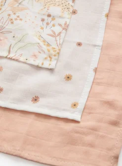 Safari Print Muslin Cloths 3 Pack One Size