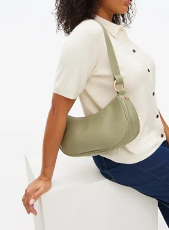Sage Green PU Baguette Shoulder Bag One Size