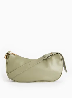 Sage Green PU Baguette Shoulder Bag One Size