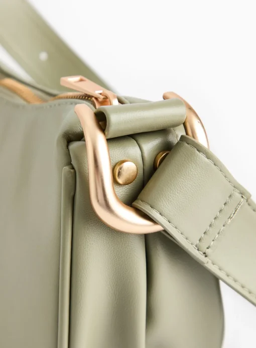 Sage Green PU Baguette Shoulder Bag One Size