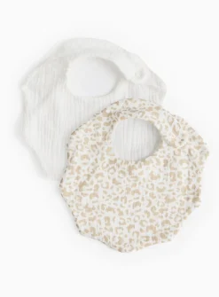 Scallop Trim Cotton Bibs 2 Pack One Size