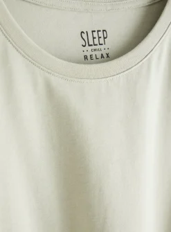 Sea Foam T-Shirt & Check Pyjama Set XXL