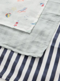 Seaside Print Muslin Cloths 3 Pack One Size