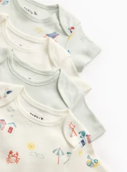 Seaside Print Short Sleeve Bodysuit 4 Pack 3-6 months