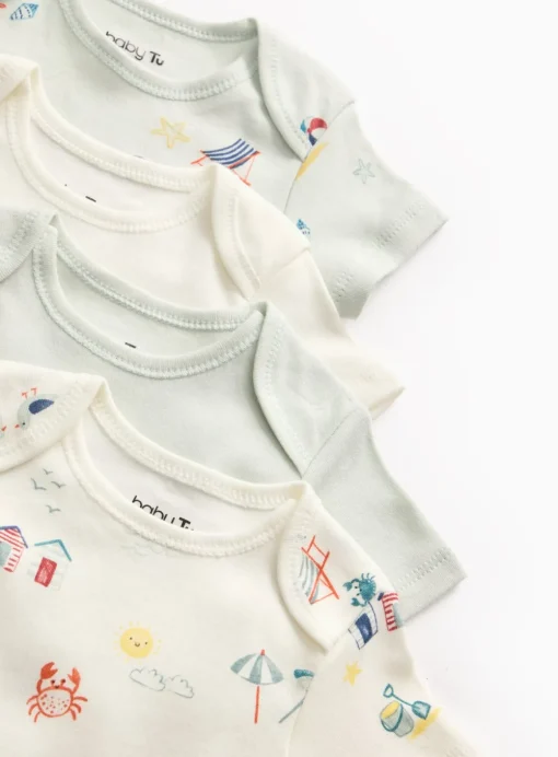 Seaside Print Short Sleeve Bodysuit 4 Pack 3-6 months