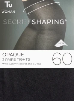 Secret Shaping Black 60 Denier Opaque Tights 2 Pack XL
