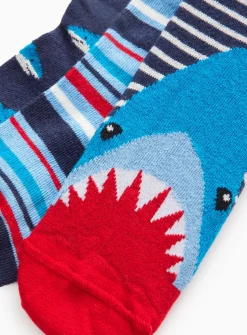 Shark Printed Ankle Socks 5 Pack 3-5.5