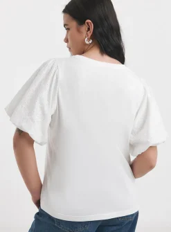 SIMPLY BE Broderie Puff Sleeve T-Shirt 22