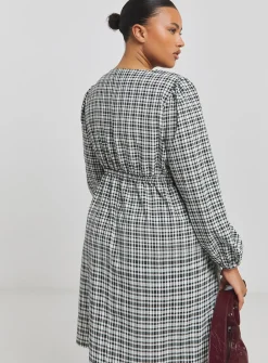 SIMPLY BE Checked Western Bow Front Skater Dress 12
