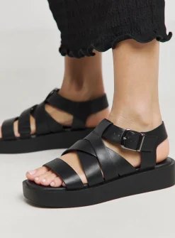 SIMPLY BE Chunky Buckle Fisherman Sandal In Wide Fit Black 5