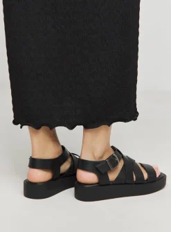 SIMPLY BE Chunky Buckle Fisherman Sandal In Wide Fit Black 5