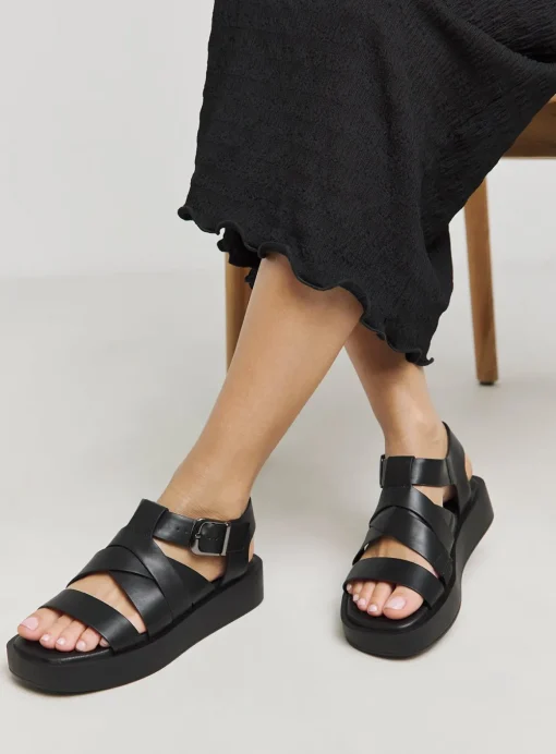 SIMPLY BE Chunky Buckle Fisherman Sandal In Wide Fit Black 5