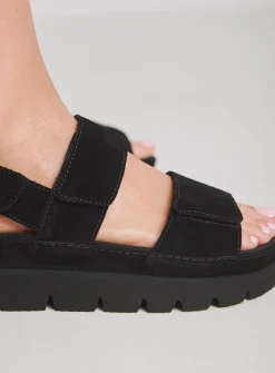 SIMPLY BE Chunky Suede Touch And Close Sandals In Wide Fit Black 7