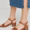 SIMPLY BE Classic Low Block Heel Barley There Sandal In Wide Fit Tan 6