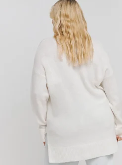 SIMPLY BE Cream Slouchy V Neck Longline Jumper 28-30