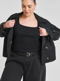 SIMPLY BE Cropped Trench Coat 24