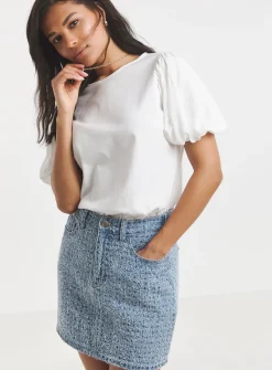 SIMPLY BE Distressed Denim Mini Skirt 30