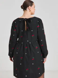 SIMPLY BE Embroidered Cherry Skater Dress 18