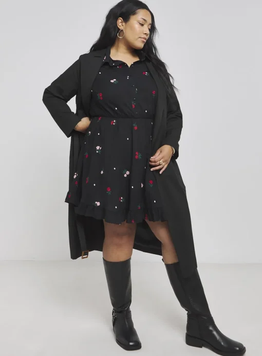 SIMPLY BE Embroidered Collar Shirt Dress 22