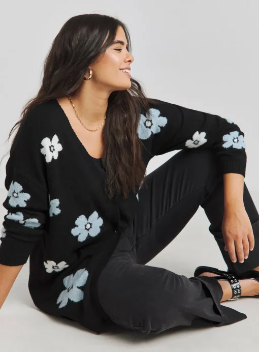 SIMPLY BE Floral Jacquard Boyfriend Cardigan 28-30