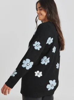 SIMPLY BE Floral Jacquard Boyfriend Cardigan 28-30