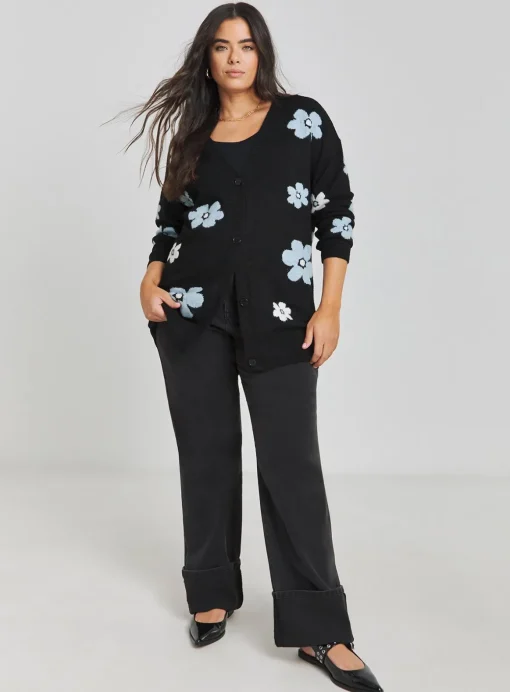 SIMPLY BE Floral Jacquard Boyfriend Cardigan 28-30