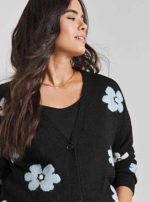 SIMPLY BE Floral Jacquard Boyfriend Cardigan 28-30