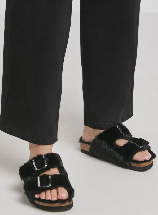 SIMPLY BE Fluffy Two Strap Buckle Footbed Slipper 5