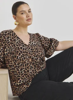 SIMPLY BE Leopard Flute Sleeve Blouse 24