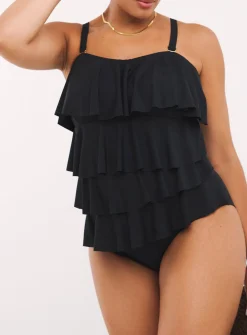 SIMPLY BE Magisculpt Tummy Control Ruffle Bandeau Swimsuit 32
