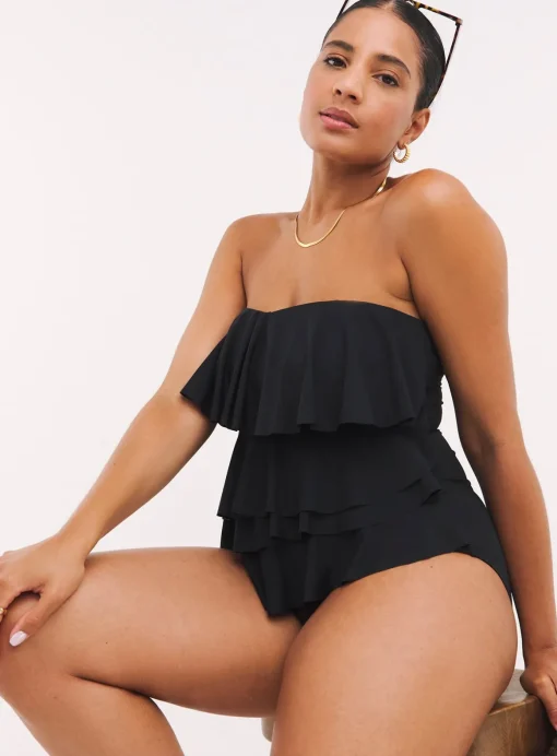 SIMPLY BE Magisculpt Tummy Control Ruffle Bandeau Swimsuit 32