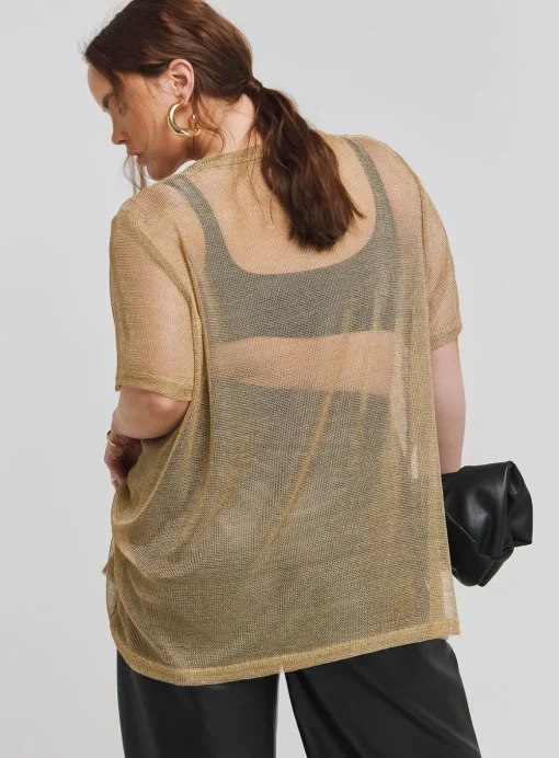 SIMPLY BE Metallic Relaxed Fit Tee 10