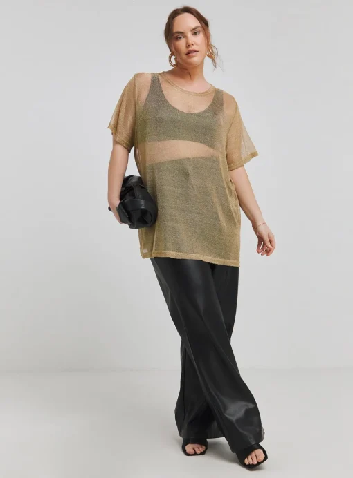 SIMPLY BE Metallic Relaxed Fit Tee 10