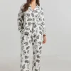 SIMPLY BE Pretty Secrets Cat Print Button Through Pyjamas 32-34