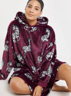 SIMPLY BE Pretty Secrets Oversized Hooded Blanket Zebra Print 20-34