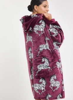 SIMPLY BE Pretty Secrets Oversized Hooded Blanket Zebra Print 20-34