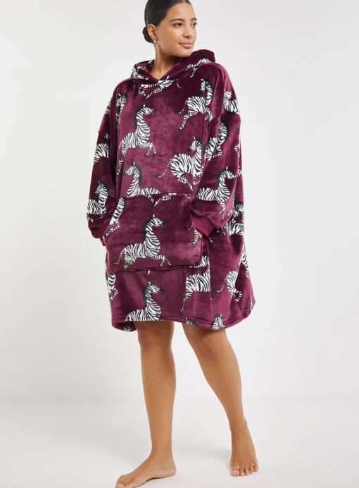 SIMPLY BE Pretty Secrets Oversized Hooded Blanket Zebra Print 20-34