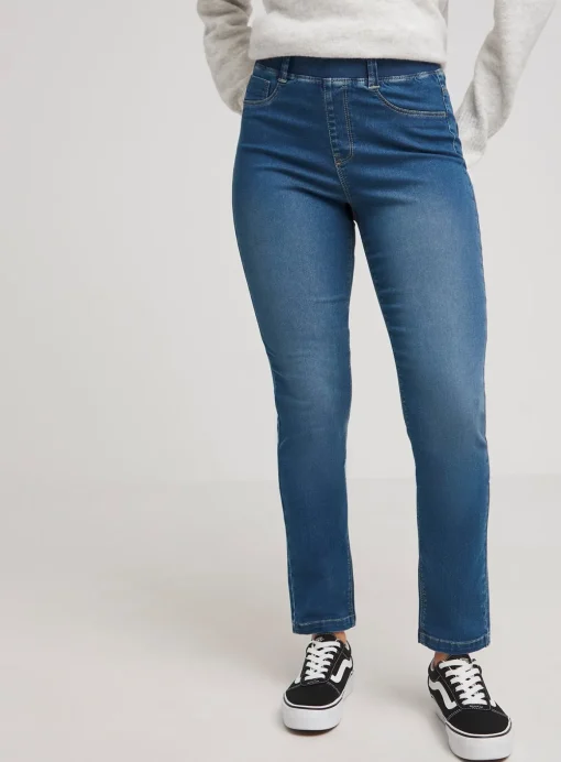 SIMPLY BE Slim Pull On Jegging Mid Wash 12