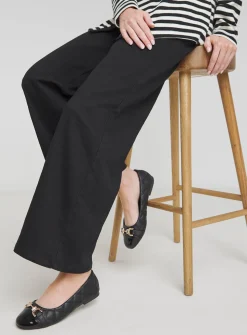 SIMPLY BE Toe Cap Hardware Detail Ballerina In Wide Fit Black 8
